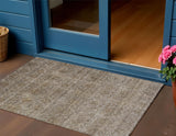 3' X 5' Brown And Tan Floral Washable Indoor Outdoor Area Rug