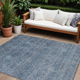 8' X 10' Blue And Ivory Floral Washable Indoor Outdoor Area Rug