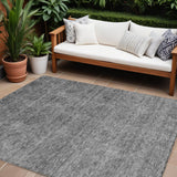 8' X 10' Gray And Charcoal Floral Washable Indoor Outdoor Area Rug