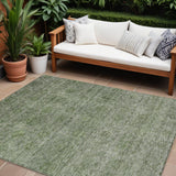 8' X 10' Olive Green And Beige Floral Washable Indoor Outdoor Area Rug