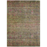 8' X 10' Artichoke Green And Hot Pink Floral Washable Indoor Outdoor Area Rug