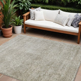 8' X 10' Linen And Gray Floral Washable Indoor Outdoor Area Rug