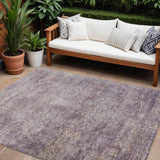 8' X 10' Plum And Lavender Floral Washable Indoor Outdoor Area Rug