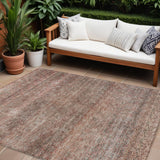 8' X 10' Coral And Black Striped Washable Indoor Outdoor Area Rug