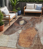 5' X 8' Coffee Copper And Beige Abstract Washable Indoor Outdoor Area Rug