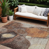 8' X 10' Coffee Copper And Beige Abstract Washable Indoor Outdoor Area Rug