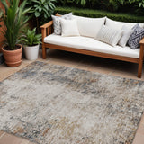 8' X 10' Ivory Blue And Copper Abstract Washable Indoor Outdoor Area Rug