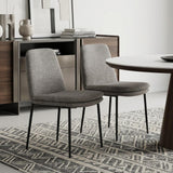 Set of Two Gray and Black Fabric Dining Side Chairs