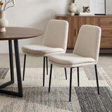Set of Two Cream and Black Boucle Dining Side Chairs