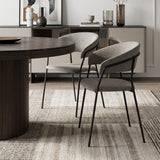 Set of Two Gray and Black Fabric Open Back Dining Arm Chairs