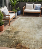 5' X 8' Linen Black And Copper Abstract Washable Indoor Outdoor Area Rug
