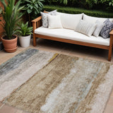 8' X 10' Beige Brown And Gray Abstract Washable Indoor Outdoor Area Rug