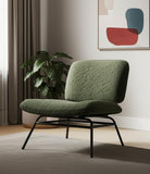 30" Green and Black Chenille and Metal Slipper Chair