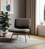 30" Charcoal and Black Chenille and Metal Slipper Chair