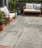 5' X 8' Linen And Gray Abstract Washable Indoor Outdoor Area Rug