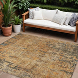 8' X 10' Copper And Brown Abstract Washable Indoor Outdoor Area Rug