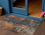 3' X 5' Blue Copper And Brown Abstract Washable Indoor Outdoor Area Rug