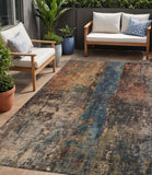 5' X 8' Blue Copper And Brown Abstract Washable Indoor Outdoor Area Rug