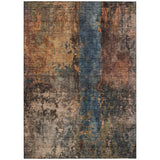 8' X 10' Blue Copper And Brown Abstract Washable Indoor Outdoor Area Rug