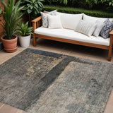 8' X 10' Coffee Black And Beige Abstract Washable Indoor Outdoor Area Rug
