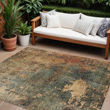 8' X 10' Sage Tan And Copper Abstract Washable Indoor Outdoor Area Rug