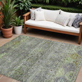 8' X 10' Sage And Gray Floral Washable Indoor Outdoor Area Rug