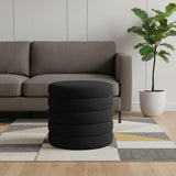 19" Black Boucle Round Ottoman With Storage