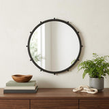 25" Black Metal Beaded Round Framed Accent Mirror