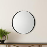 24" Black Metal Round Framed Accent Mirror