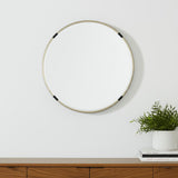 24" Gold And Black Metal Round Framed Accent Mirror