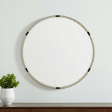29" Gold And Black Metal Round Framed Accent Mirror