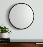 36" Black Metal Round Framed Accent Mirror