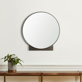 38" Gunmetal Metal Round And Rectangle Framed Accent Mirror