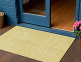 3' X 5' Gold Floral Washable Indoor Outdoor Area Rug