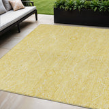 5' X 8' Gold Floral Washable Indoor Outdoor Area Rug