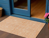 3' X 5' Salmon Floral Washable Indoor Outdoor Area Rug