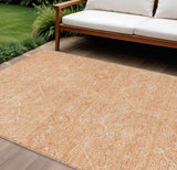 8' X 10' Salmon Floral Washable Indoor Outdoor Area Rug