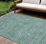 8' X 10' Teal Blue Geometric Washable Indoor Outdoor Area Rug