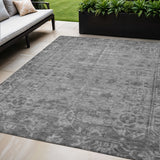 5' X 8' Gray Oriental Washable Indoor Outdoor Area Rug