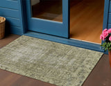 3' X 5' Olive Green Oriental Washable Indoor Outdoor Area Rug