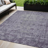 5' X 8' Purple Oriental Washable Indoor Outdoor Area Rug