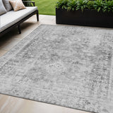 5' X 8' Charcoal Oriental Washable Indoor Outdoor Area Rug