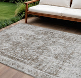 8' X 10' Chocolate Oriental Washable Indoor Outdoor Area Rug