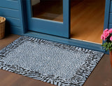 3' X 5' Blue Animal Print Washable Indoor Outdoor Area Rug