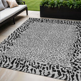 5' X 8' Gray Animal Print Washable Indoor Outdoor Area Rug