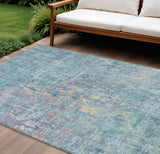 8' X 10' Blue Abstract Washable Indoor Outdoor Area Rug