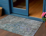 3' X 5' Fern Green Abstract Washable Indoor Outdoor Area Rug