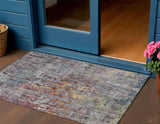 3' X 5' Pewter Abstract Washable Indoor Outdoor Area Rug