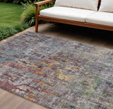 8' X 10' Pewter Abstract Washable Indoor Outdoor Area Rug