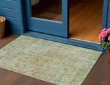 3' X 5' Sage Abstract Washable Indoor Outdoor Area Rug